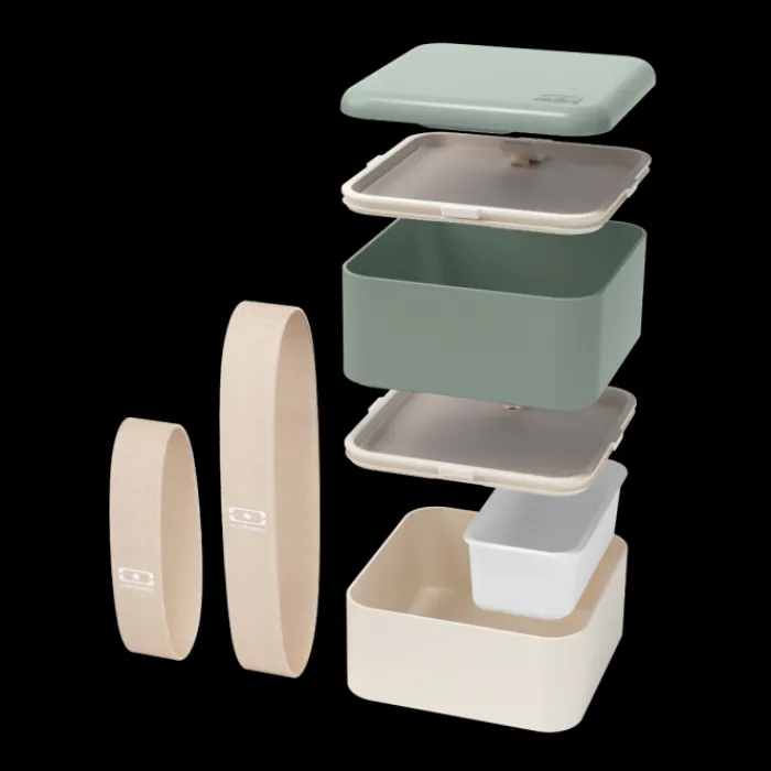 Monbento Pack MB Square vert Natural + bouteille Discount