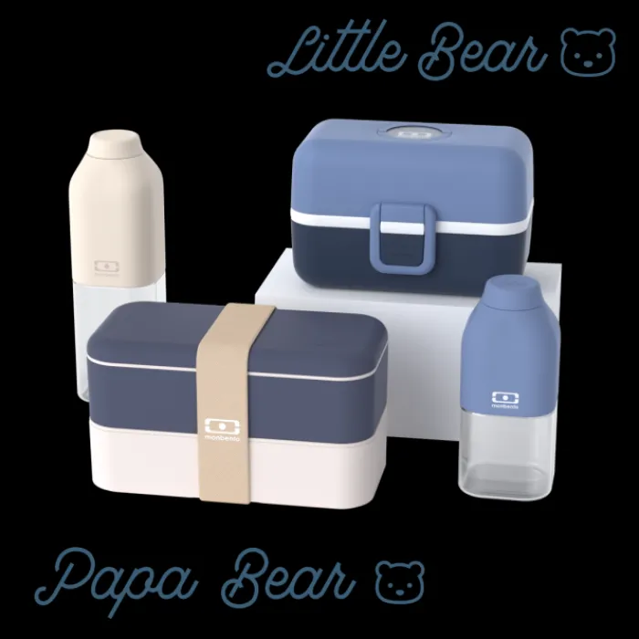 Monbento Set lunch box parent/enfant bleu "Papa Bear/Little Bear" Flash Sale