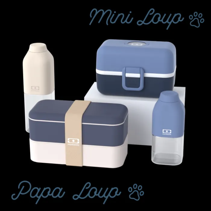 Monbento Set lunch box parent/enfant bleu "Papa Loup/Mini Loup" Store
